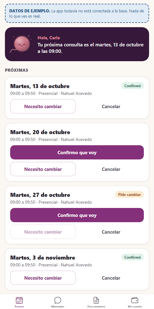 App de OviApp: turnos del paciente